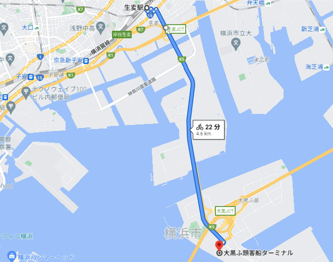 大黒ふ頭客船ターミナルの最寄り駅地図